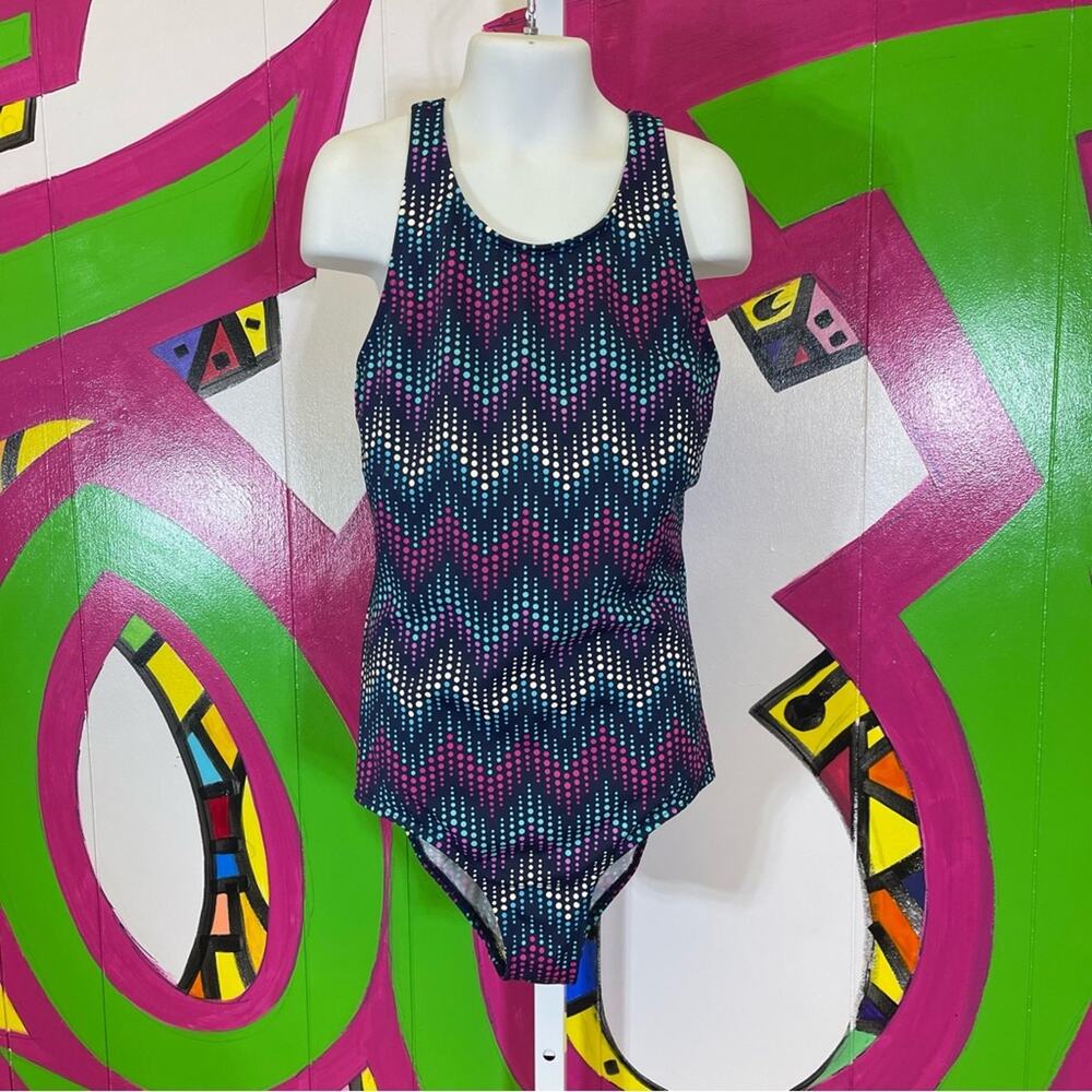 Lands' End, Polka Dot One Piece Swimsuit. Size 12. In excellent condition!